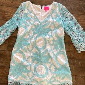 Lilly Pulitzer Blue and White Lace Dress